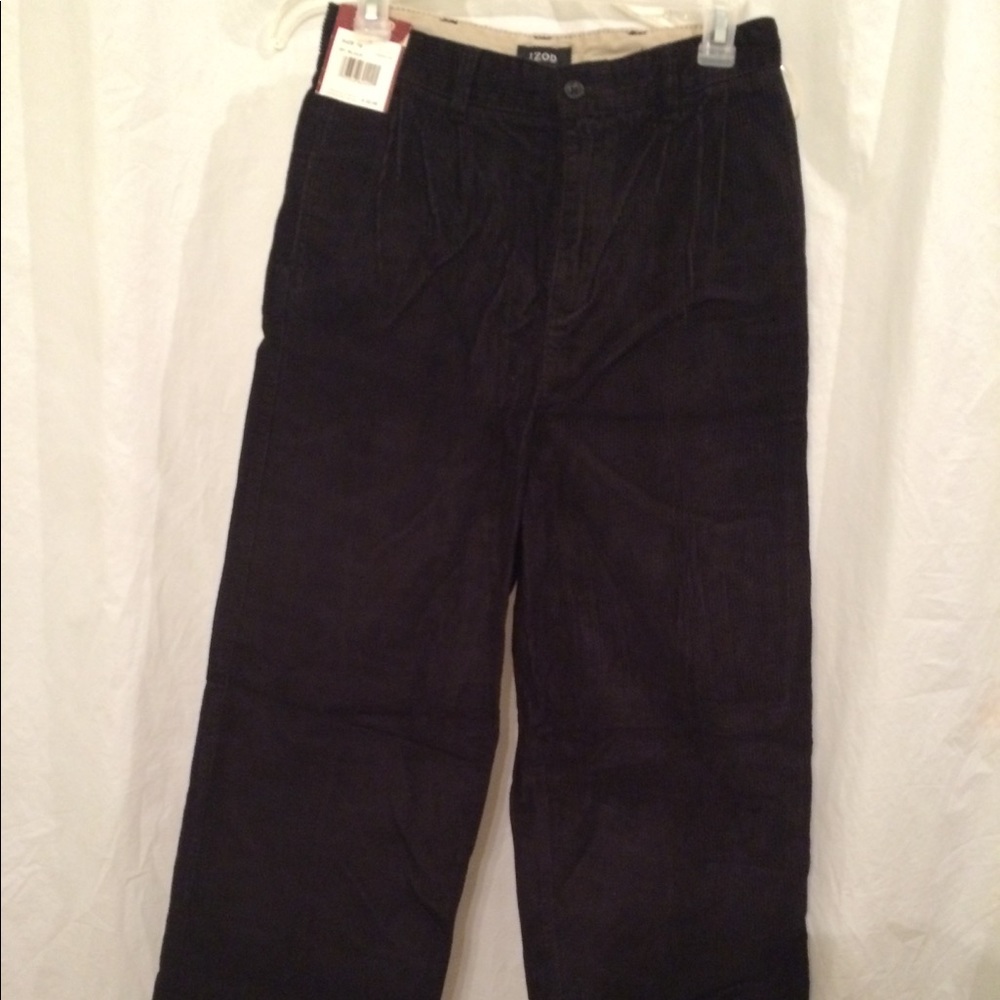 NWT IZOD SIZE 16 BLACK WASHED CORDUROY PANTS CHINO
